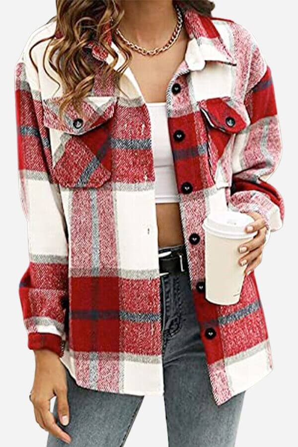 Women's Loose Fit Checked Blouse