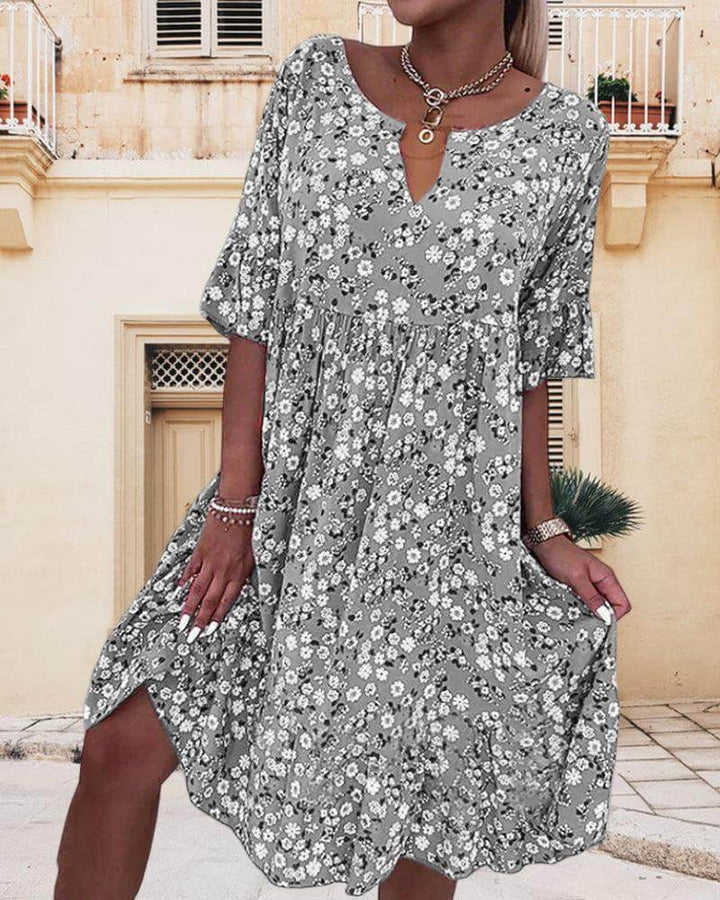 Floral Midi Dress Women Summer Casual