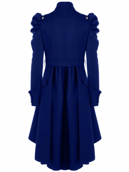 Women's Retro Midi Jacket with Standing Collar