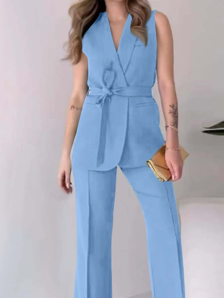 Women's Sleeveless Wide-Leg Suit