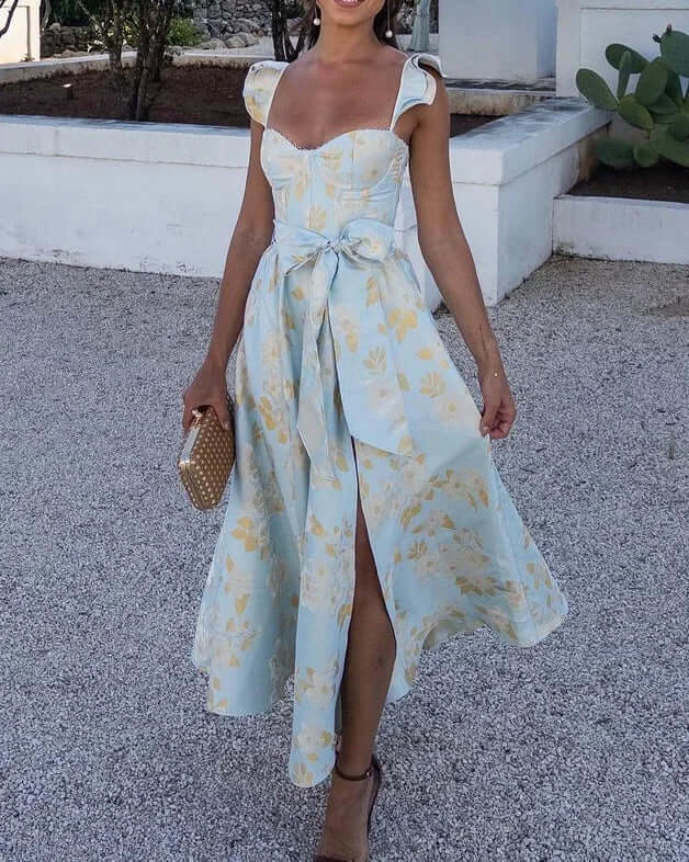 Printed Butterfly Sleeve Dress