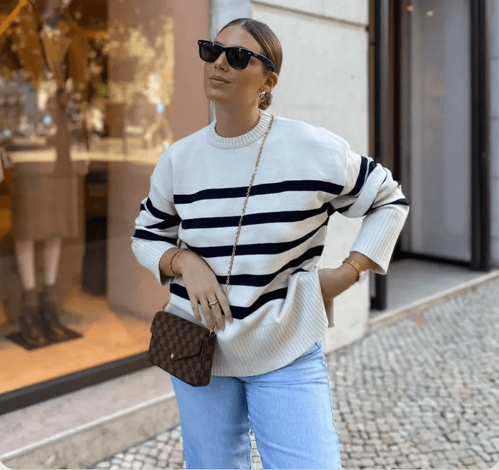 Women's Oversized Striped Knitted Jumper