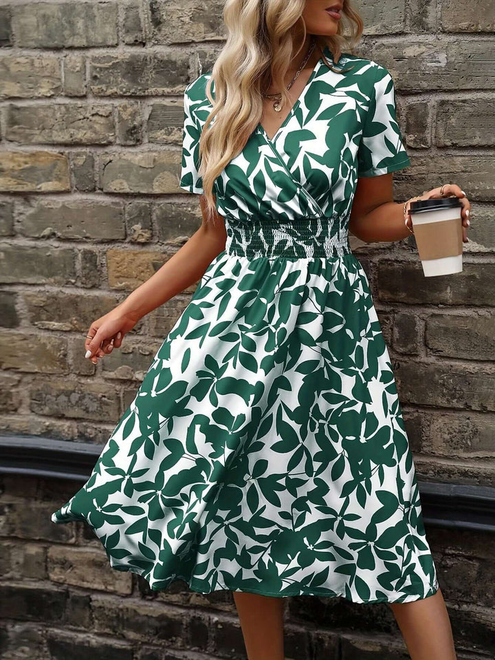 Women's Floral Print Smocked Midi Dress