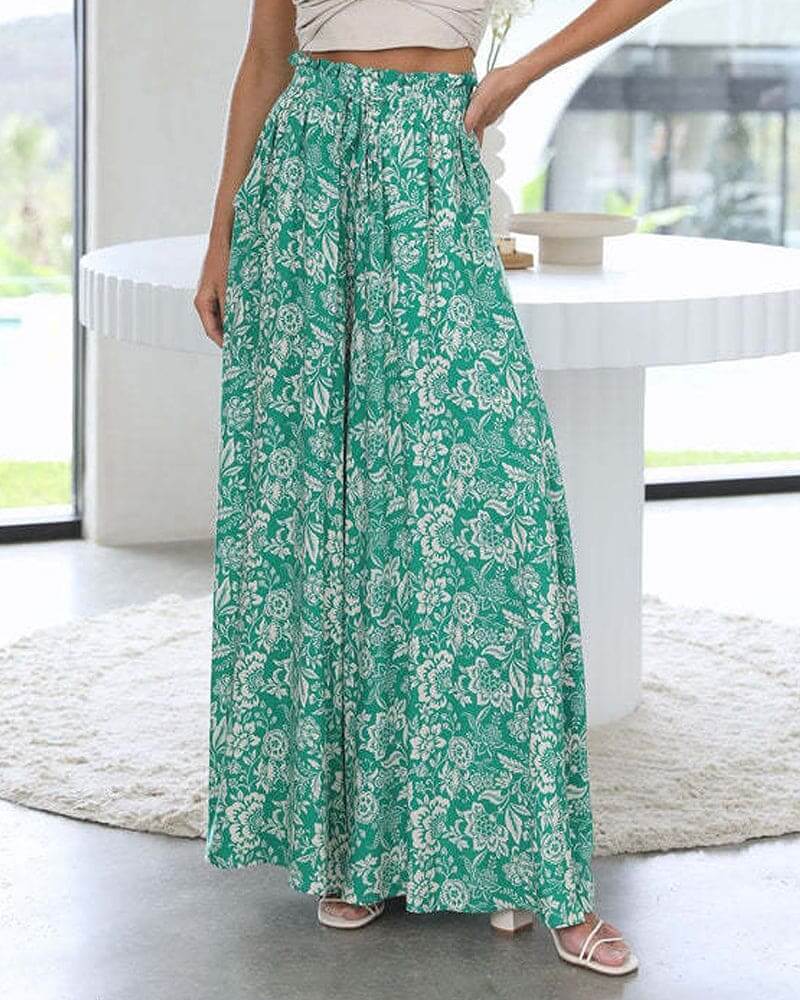 Women's Floral Wide-Leg Casual Trousers