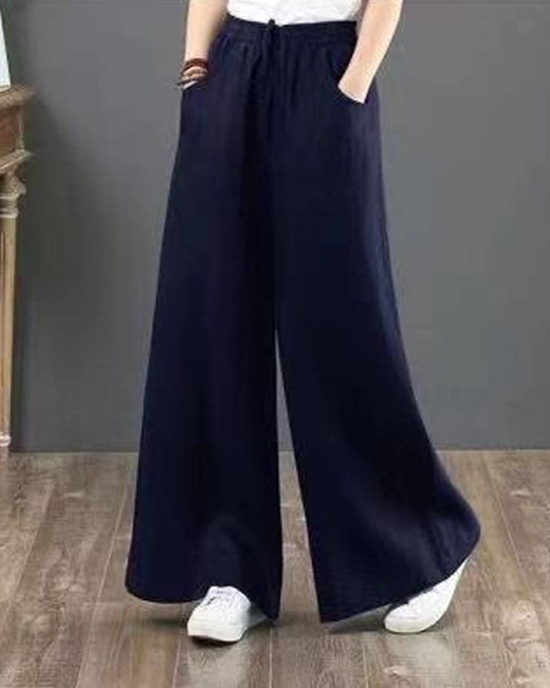 Women's Wide Leg Drawstring Casual Trousers
