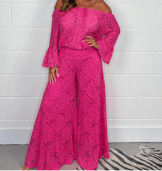 Women's Open-Knit Two-Piece Casual Set