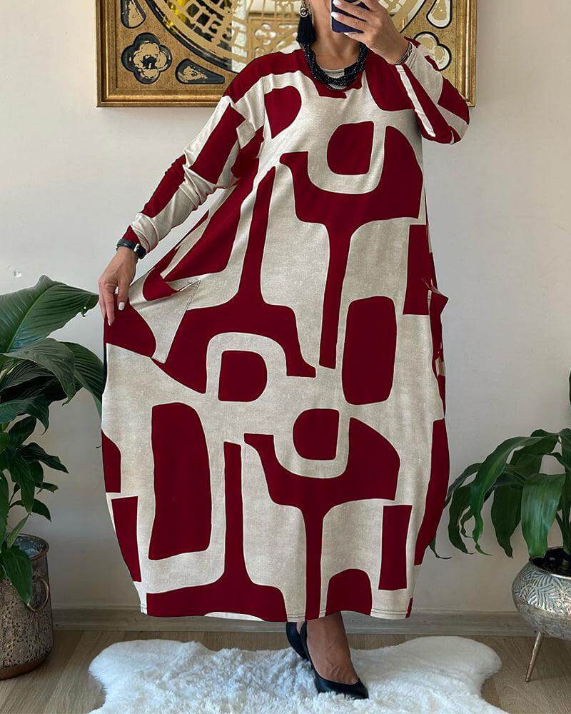 Women's Trendy Print Long Sleeve Dress