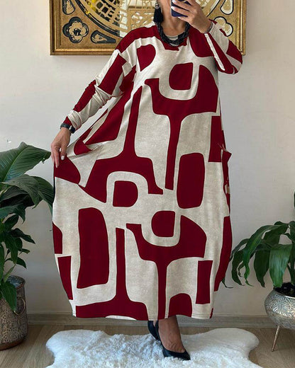 Women's Trendy Print Long Sleeve Dress