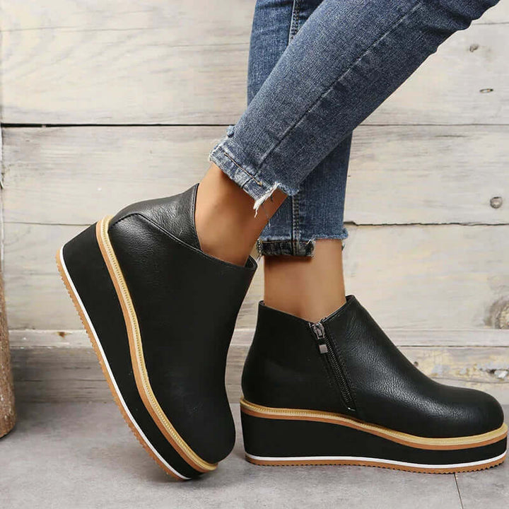 Women's Platform Ankle Boots with Zip