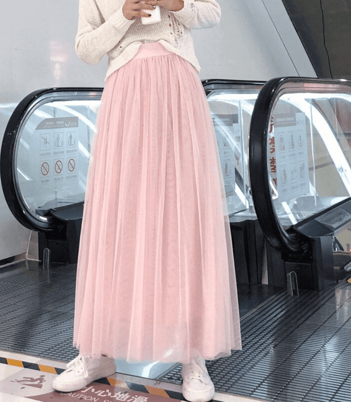 Women's Ankle-Length High-Waist Flowing Skirt