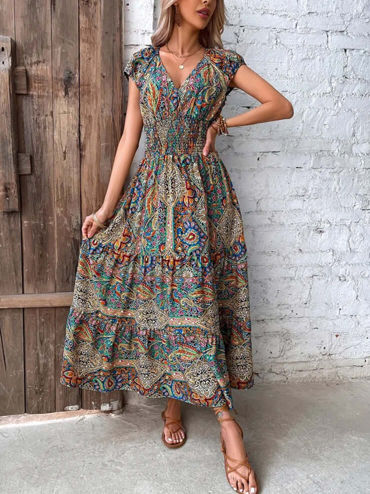 Women's Summer V-Neck Midi Dress