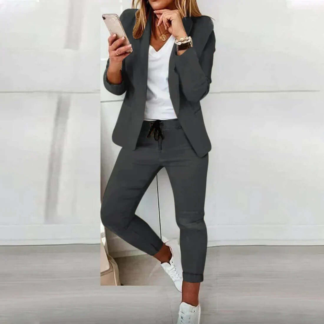 Women's Casual Blazer and Jogger Set
