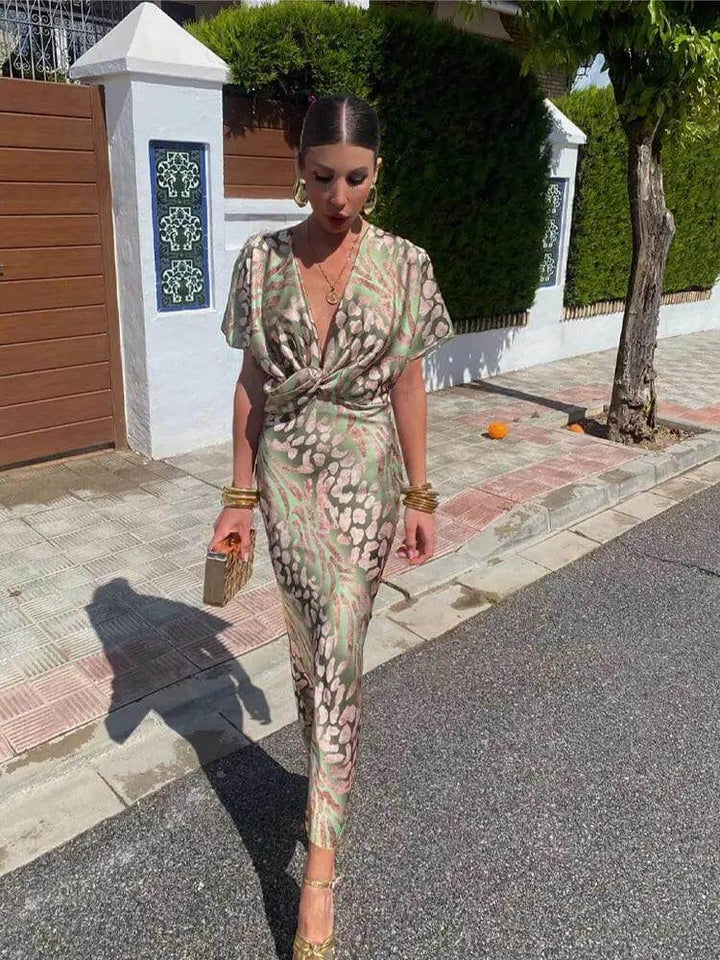 Women's Satin Floral Midi Dress