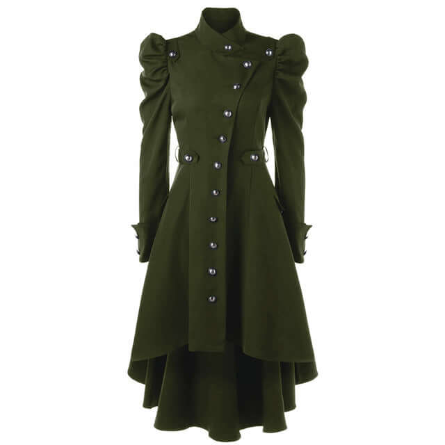 Women's Retro Midi Jacket with Standing Collar