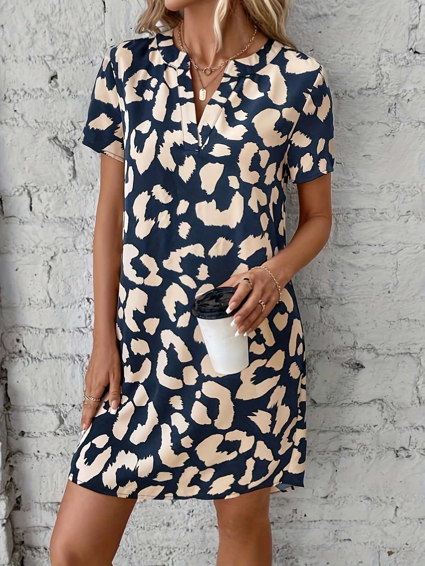 Leopard Print V-Neck Dress
