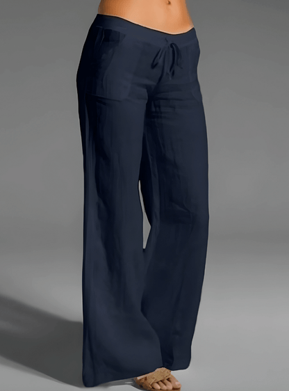Women's Linen Blend Wide Leg Trousers