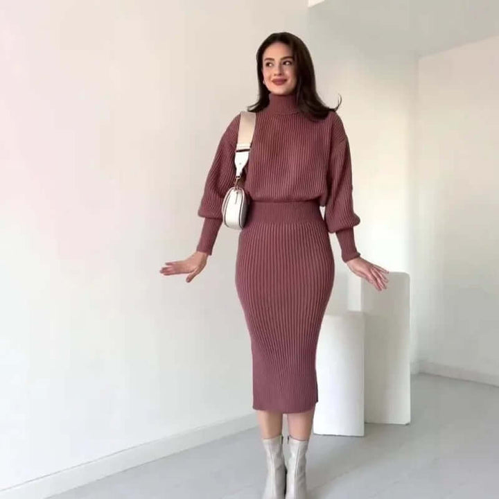 Ribbed Sweater Dress - Elegant