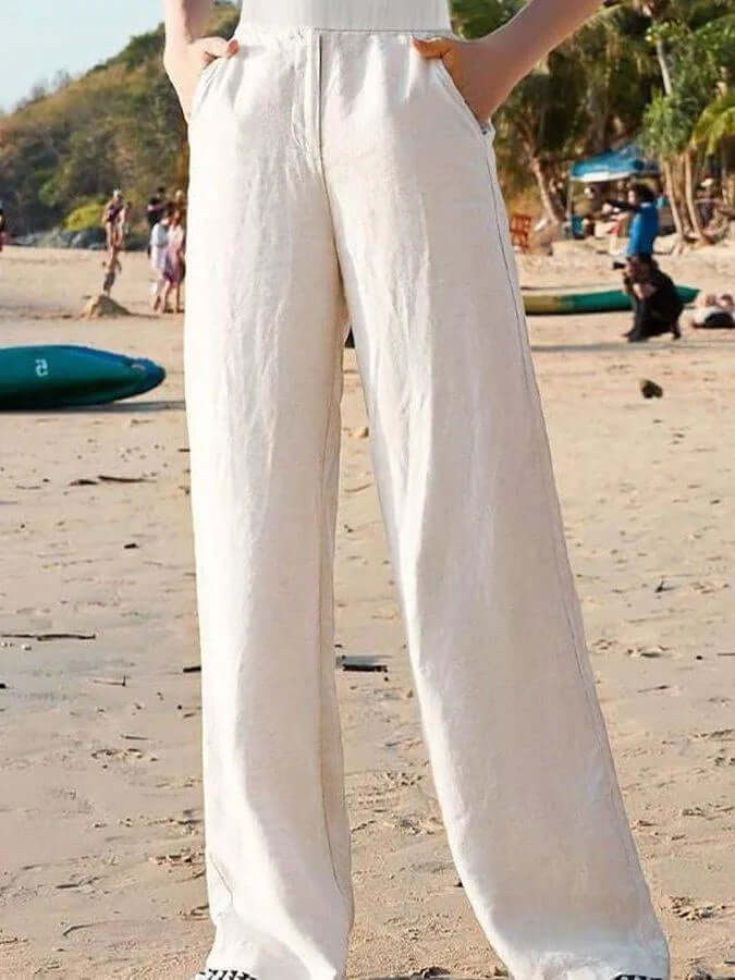 Women's Linen Wide-Leg Trousers