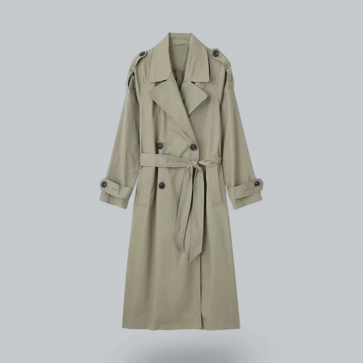 Elegant Double Breasted Belted Ladies Trench Coat