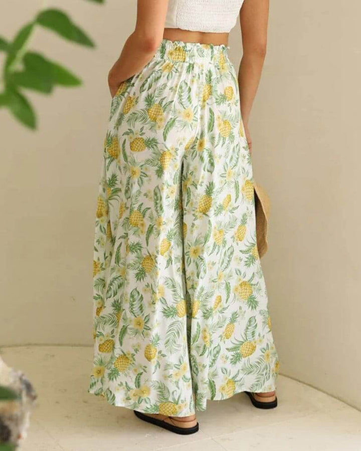 Women's Floral Wide-Leg Casual Trousers
