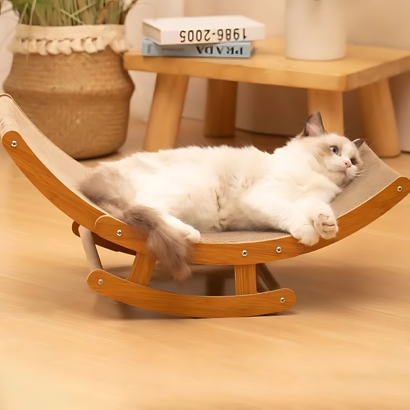 "Cat claw lounge bed with scratching surface, corrugated cardboard, sisal, ergonomic design, pet supplies, cozy napping spot.