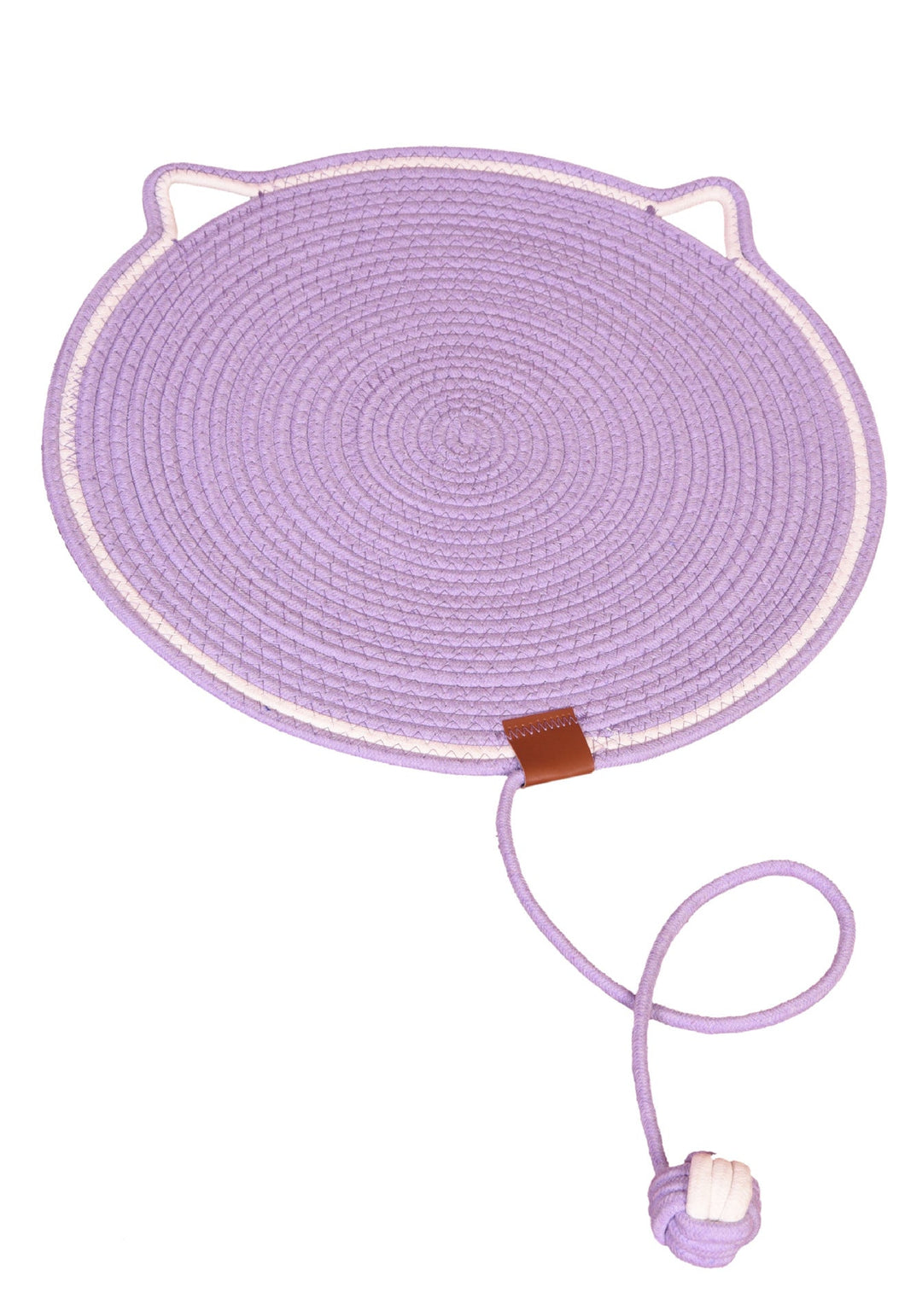 "Cat lounging on stylish, durable cat scratching rug; elegant, textured mat for optimal claw care and furniture protection."