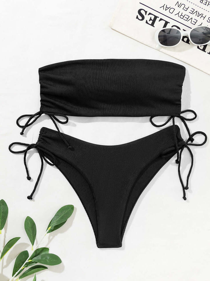 Women's Ribbed Bandeau Bikini Set