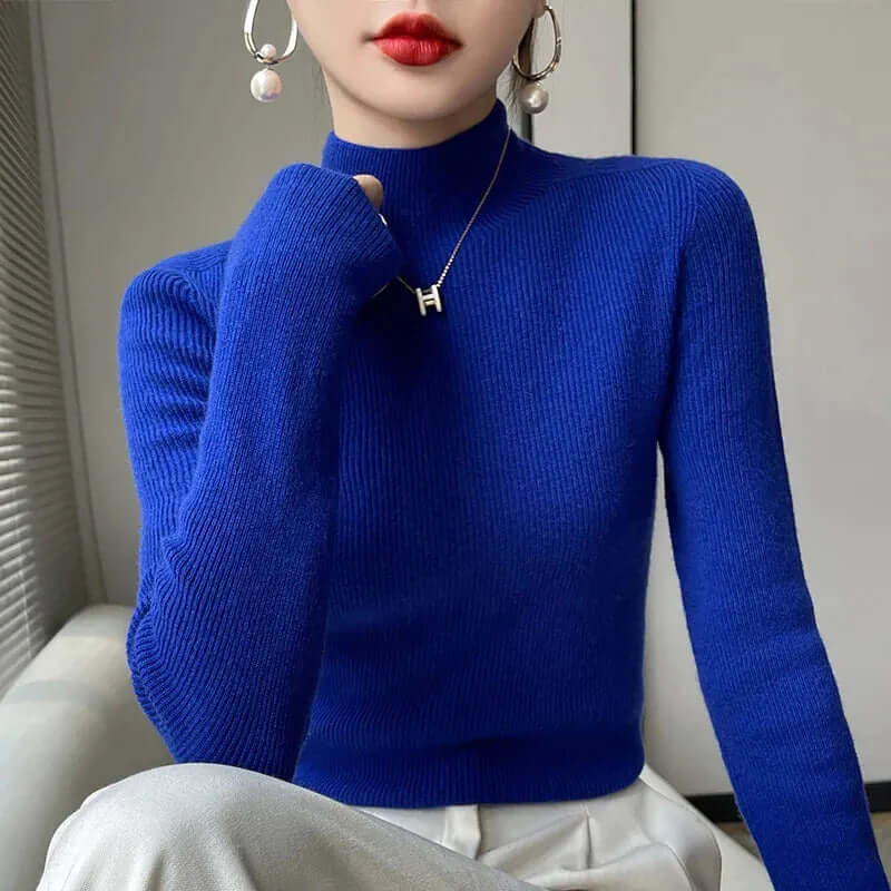 Women's Knitted Half Turtleneck Sweater