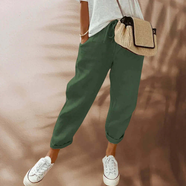 Women's Tailored Trousers with Tie Belt
