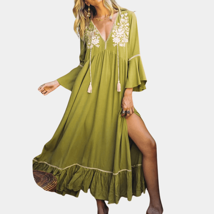 Plunging Neckline Maxi Dress