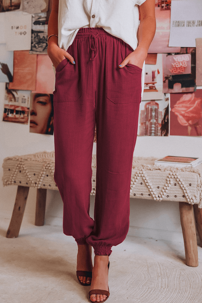 Women's Relaxed Fit Mid-Waist Drawstring Harlan Trousers