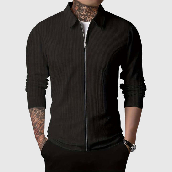 Men's Waffle Knit Zip-Up Jacket