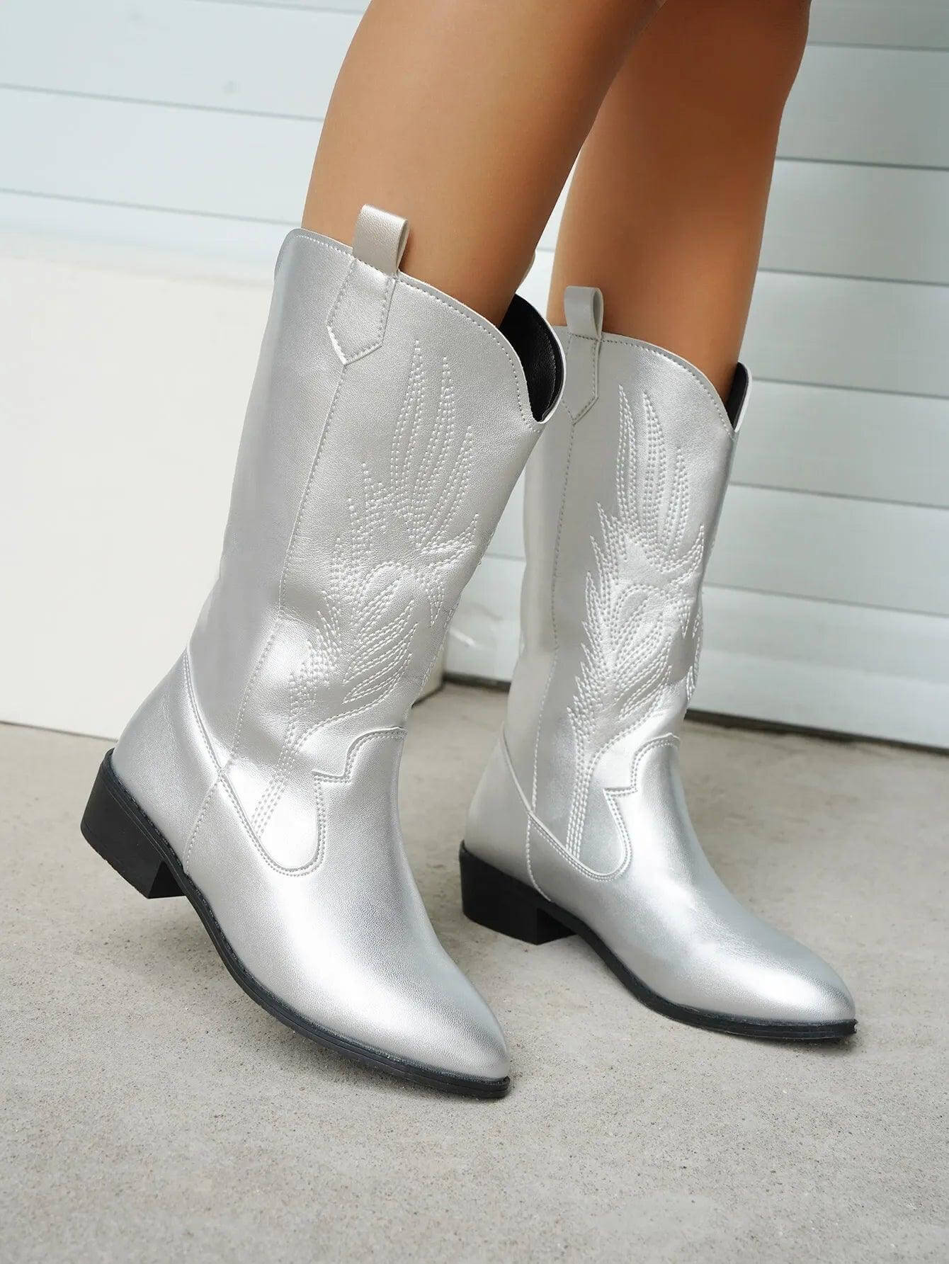 Women's PU Leather Cowboy Boots
