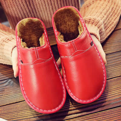 Waterproof Leather Unisex Slippers