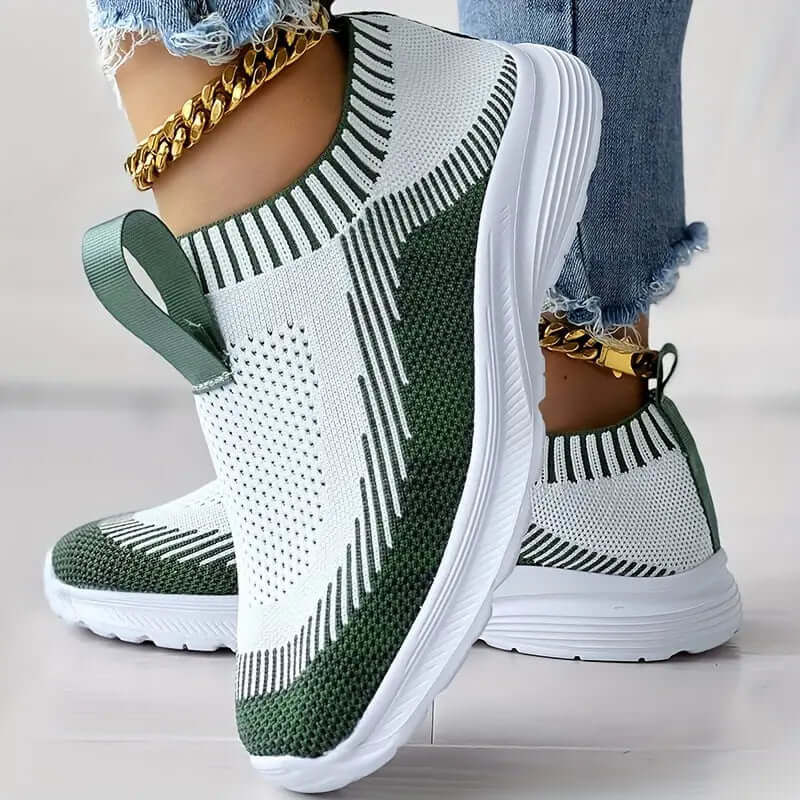 Women's Knitted Slip-On Trainers - Breathable & Cushioned