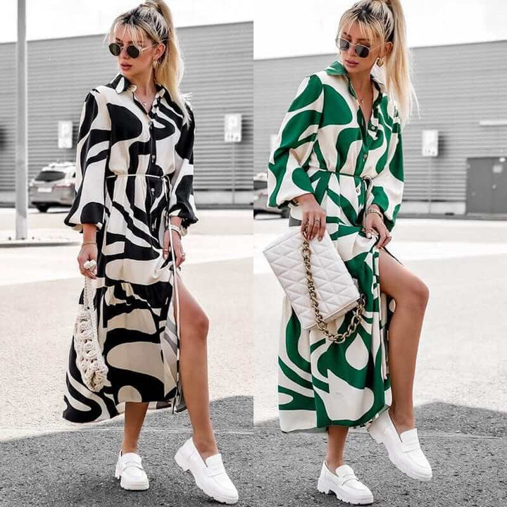 Elegant Maxi Dress - Flowing Polyester Gown