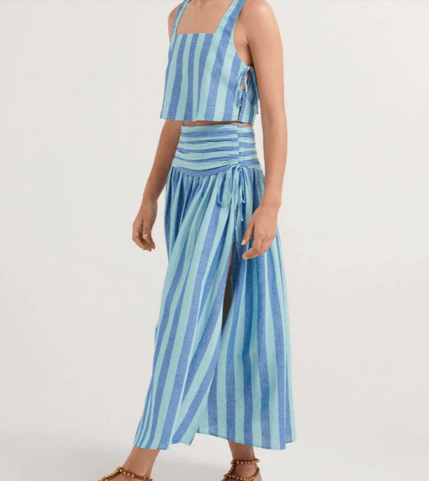Women's Lace Top & Pleated Midi Skirt Set
