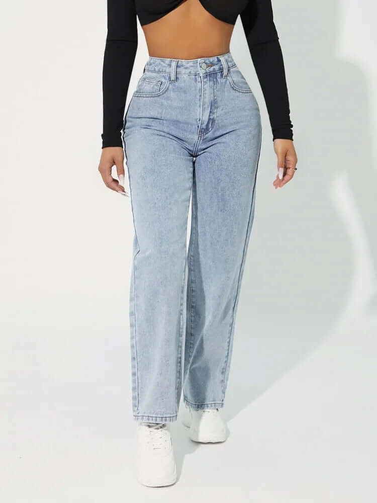Women's High-Waisted Straight Jeans