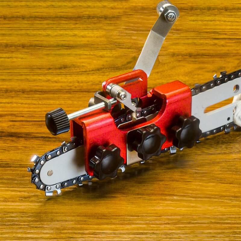 "Chainsaw chain sharpening tool with stainless steel, enhances blade efficiency with precise 30° angle sharpening."