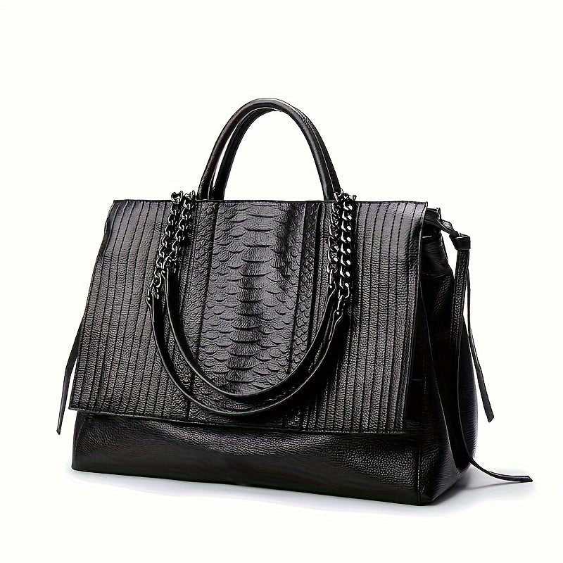 Chic black shoulder bag for women, sleek and spacious; ideal for office and casual use, complements all outfits.