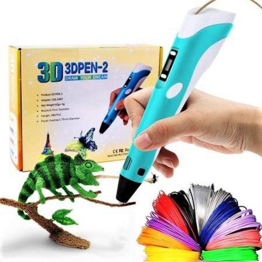 Children using a colorful 3D printing pen to create vibrant, eco-friendly designs, ideal for artistic projects.