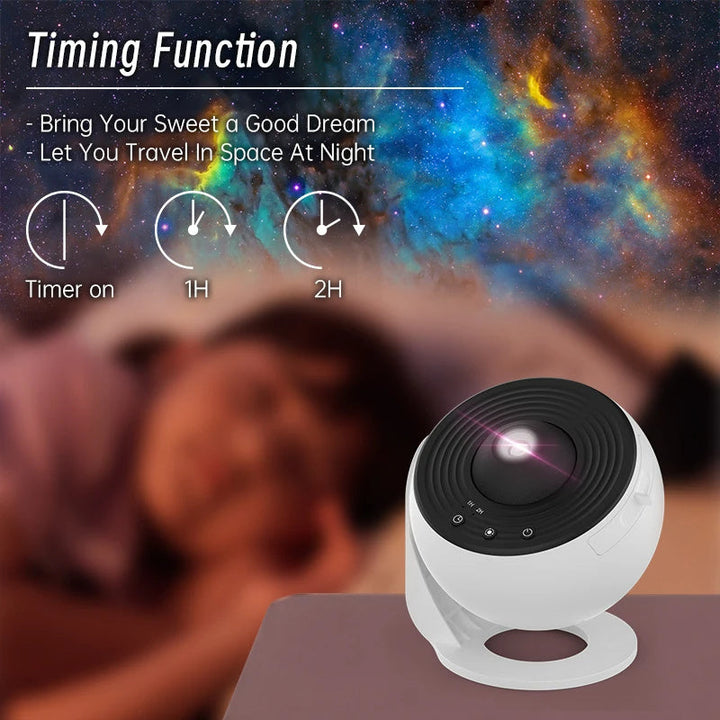 Children's Starry Sky Projector with USB, displaying colorful galaxy patterns on walls, creating a soothing bedtime ambiance.