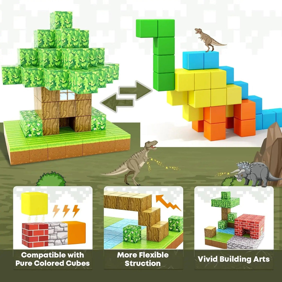"Colorful 100-piece magnetic STEM building blocks set for kids, perfect for creative, educational play and construction."