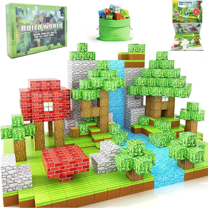 "Colorful 100-piece magnetic STEM building blocks set for kids, perfect for creative, educational play and construction."