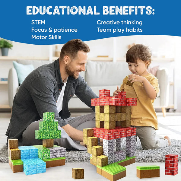 "Colorful 100-piece magnetic STEM building blocks set for kids, perfect for creative, educational play and construction."