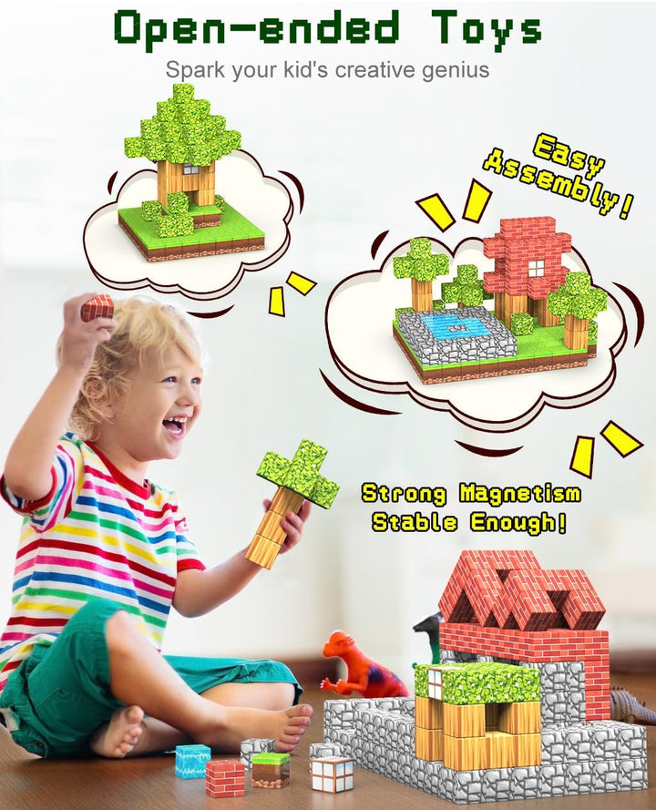 "Colorful 100-piece magnetic STEM building blocks set for kids, perfect for creative, educational play and construction."