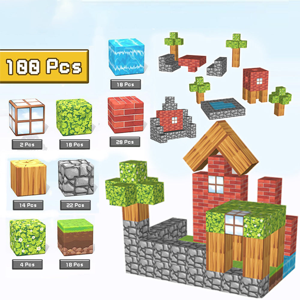 "Colorful 100-piece magnetic STEM building blocks set for kids, perfect for creative, educational play and construction."