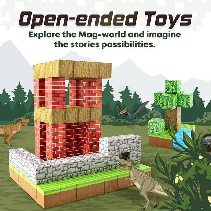 "Colorful 100-piece magnetic STEM building blocks set for kids, perfect for creative, educational play and construction."