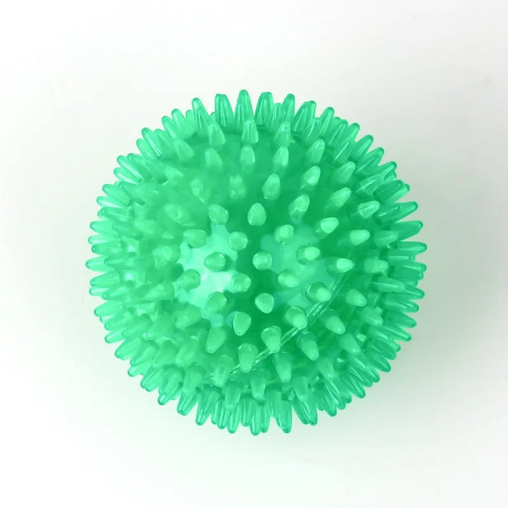 Colorful 11 cm spike ball dog chewing toy with spiky texture, enhances dental health, suitable for active play and fetch.