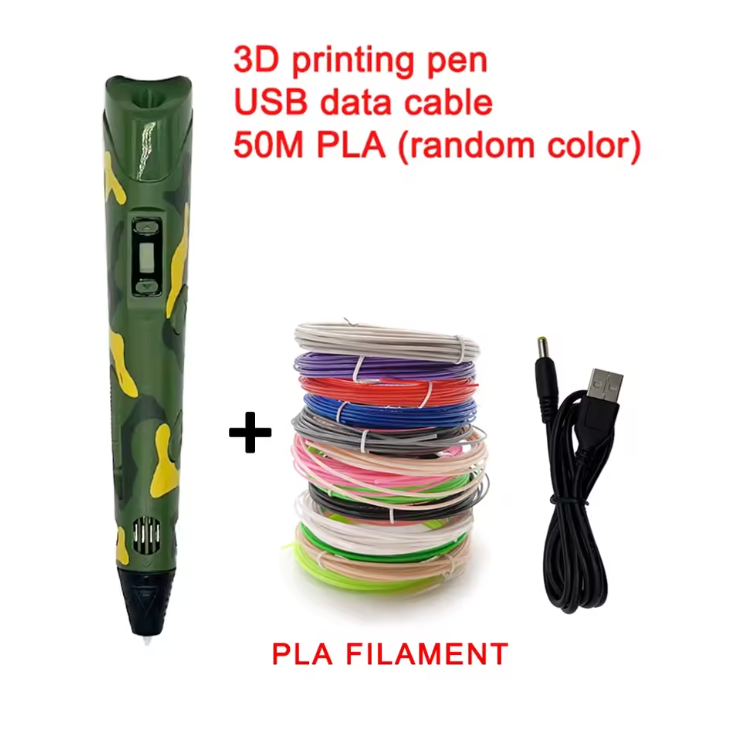 Colorful 3D drawing pen with an LCD screen for kids, featuring vibrant colors and adjustable settings for creative fun.